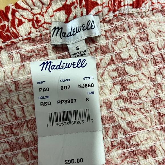 Madewell Anita Linen Puff Sleeves Floral Wrap Top Size Small - Picture 9 of 10